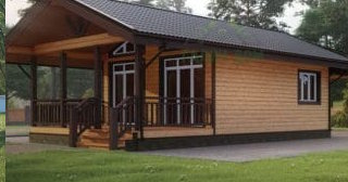 Проект одноэтажного дома из бруса с террасой - Строительство в Лянторе от Строй-Лнт от 137059 руб.